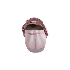 Balerinas de piel para niña preescolar color rosa con tira de contacto y moñito frontal 123200
