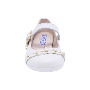 Balerina de piel para niña preescolar con florecitas color Perla 123208