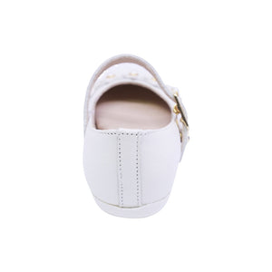 Balerina de piel para niña preescolar con florecitas color Perla 123208
