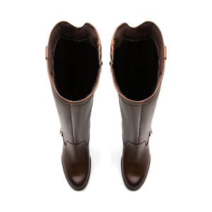 130614 DARK TAN FLEXI CALZADO DAMA BOTA ALTA