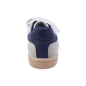 Tenis para niño preescolar color blanco con detalles en azul y tira de contacto 134902