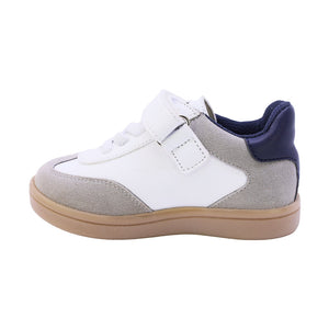Tenis para niño preescolar color blanco con detalles en azul y tira de contacto 134902