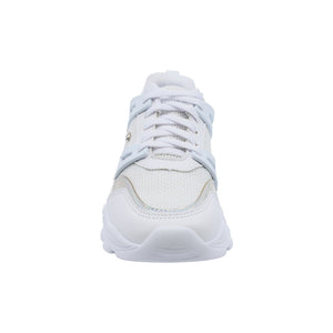 Tenis para niña color blanco con agujeta y detalles tornasol 137000