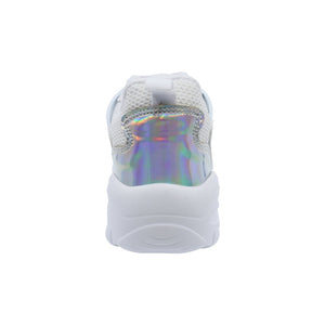 Tenis para niña color blanco con agujeta y detalles tornasol 137000