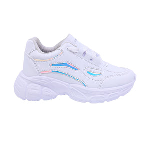 Tenis para niña color blanco con agujeta y diseños tornasol 137400