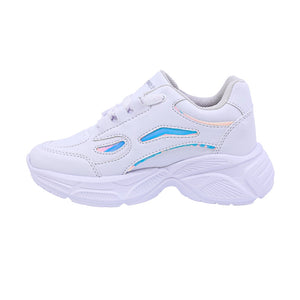 Tenis para niña color blanco con agujeta y diseños tornasol 137400