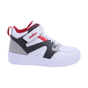 Tenis para niño color negro con detalles en rojo con agujeta y tira de contacto 139501