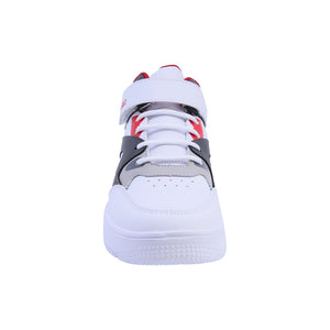 Tenis para niño color negro con detalles en rojo con agujeta y tira de contacto 139501