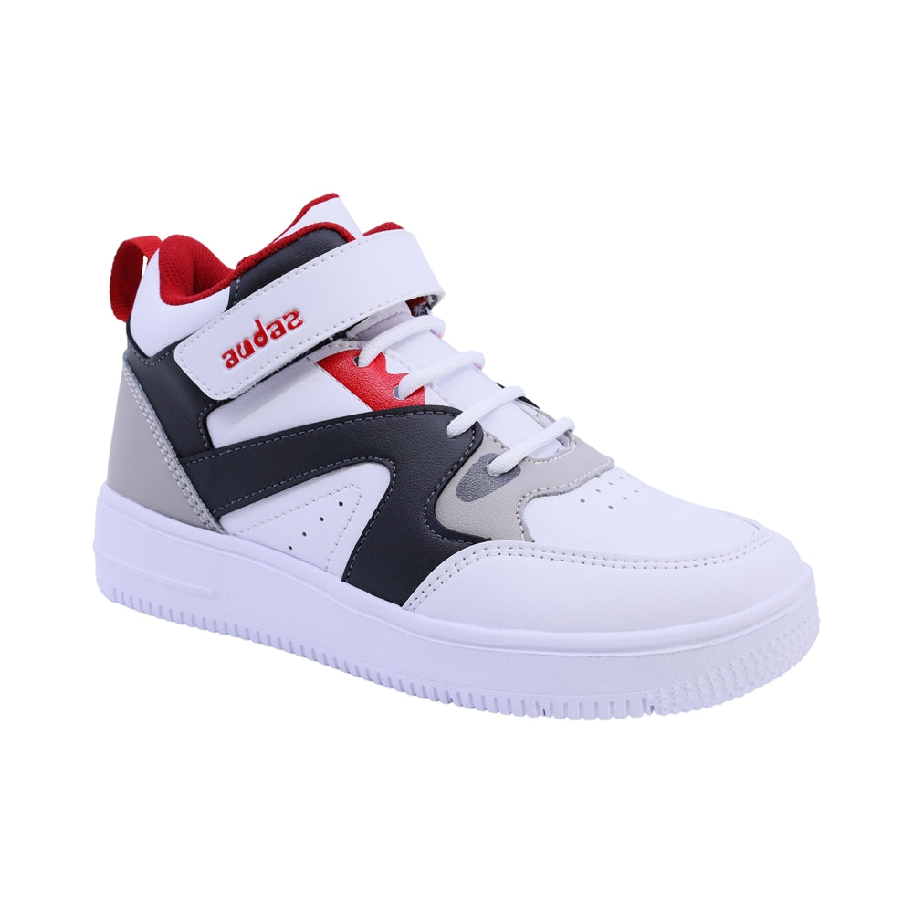 Tenis para niño color negro con detalles en rojo con agujeta y tira de contacto 139501