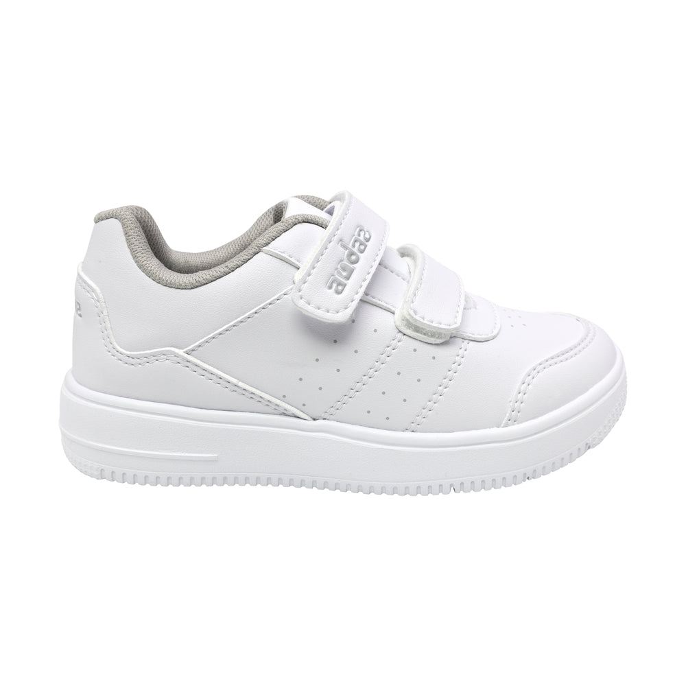 Tenis escolar para niño color blanco con doble tira de contacto 139512