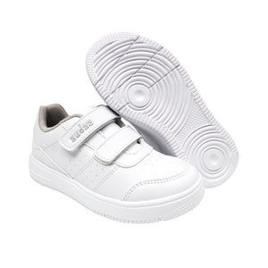 Tenis escolar para niño color blanco con doble tira de contacto 139512