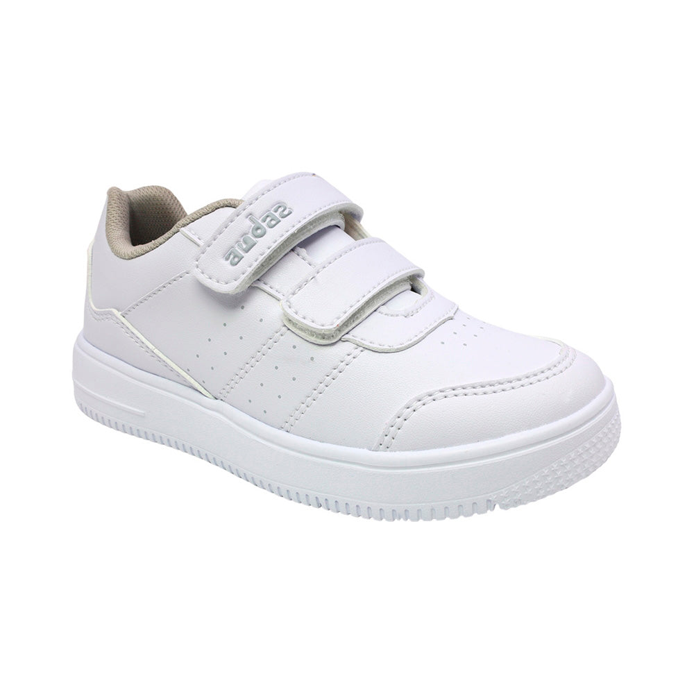 Tenis escolar para niño color blanco con doble tira de contacto 139512