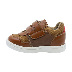 Tenis en piel para niño preescolar color miel con tira de contacto 152905