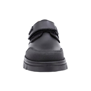 Zapato escolar shieldtech de piel para niño preescolar color negro con tira de contacto 153008