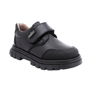 Zapato escolar shieldtech de piel para niño preescolar color negro con tira de contacto 153008