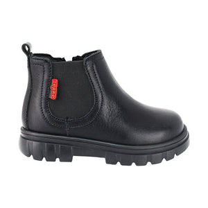 Botas de piel para niño preescolar color negro con elástico lateral 153010