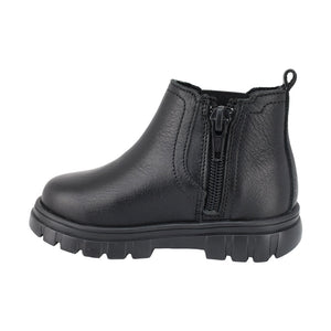 Botas de piel para niño preescolar color negro con elástico lateral 153010