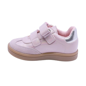 Tenis para niña preescolar color plata con tira de contacto y corazones 155000