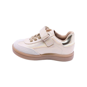 Tenis para niña preescolar color oro con tira de contacto y estrella 155001