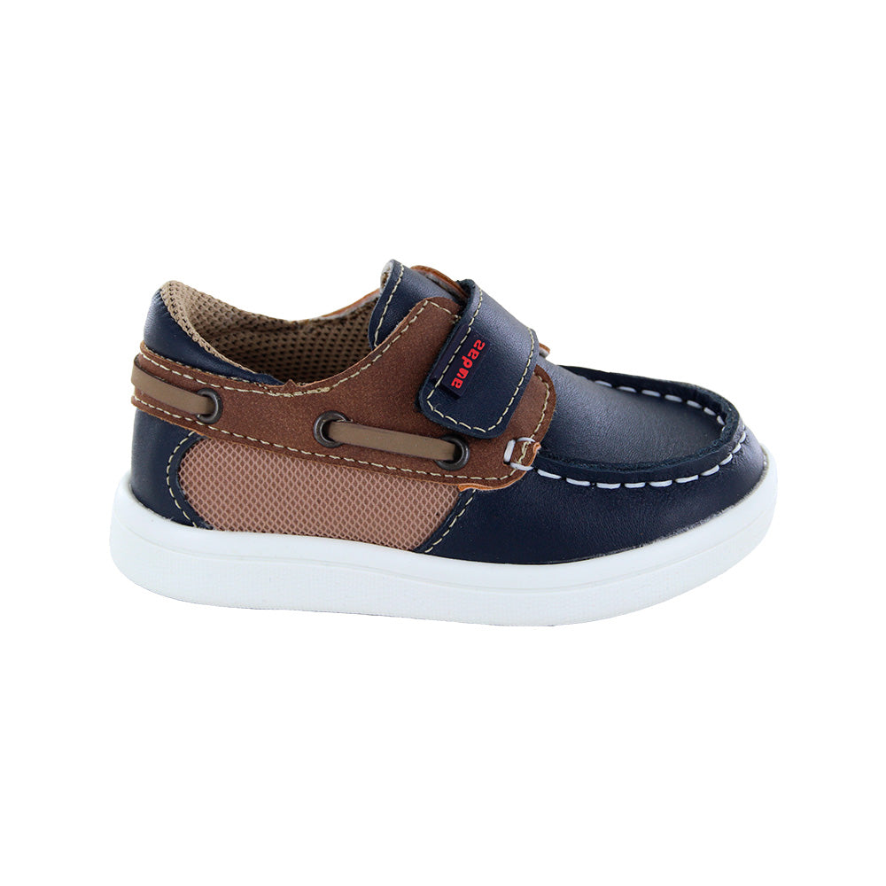 Zapato Náutico de piel para niño preescolar color azul con tira de contacto 158918