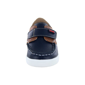 Zapato Náutico de piel para niño preescolar color azul con tira de contacto 158918