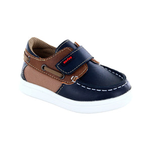 Zapato Náutico de piel para niño preescolar color azul con tira de contacto 158918