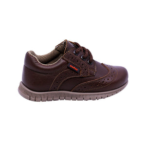 Zapato de piel para niño preescolar color café con agujeta 159302
