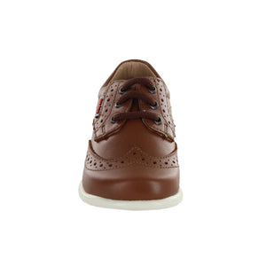 Zapato de piel para niño preescolar color café con agujeta estilo brogue 159302