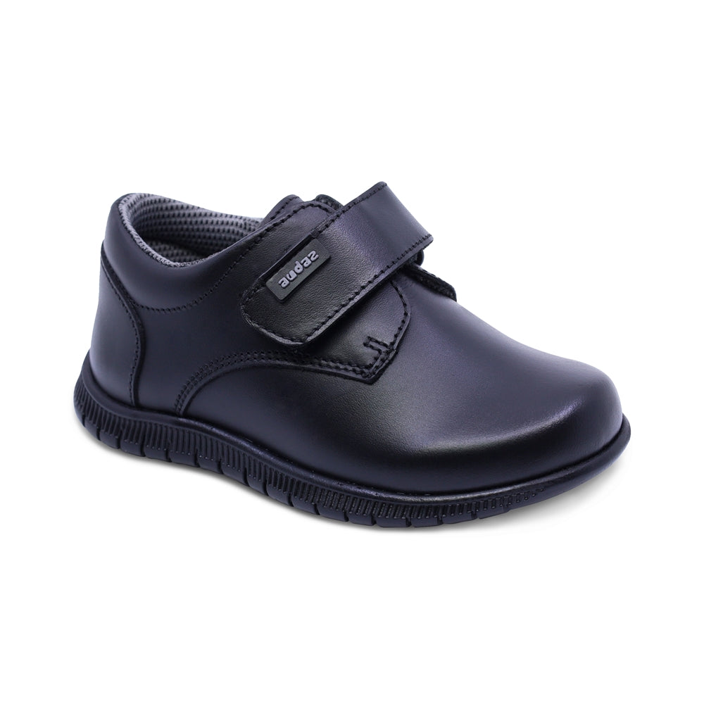 Zapato escolar de piel para niño preescolar color negro con tira de contacto 159304
