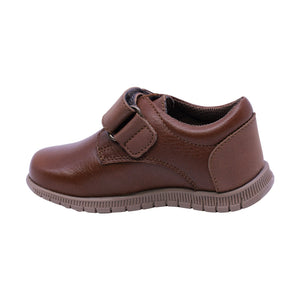 Zapatos de piel para niño preescolar color café con tira de contacto 159304