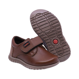 Zapatos de piel para niño preescolar color café con tira de contacto 159304