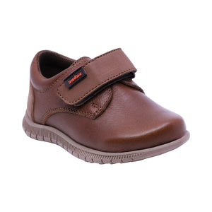 Zapatos de piel para niño preescolar color café con tira de contacto 159304