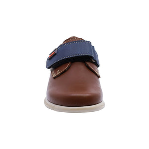 Zapato de piel para niño preescolar color café con tira de contacto 159304