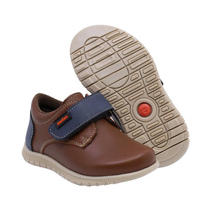 Zapato de piel para niño preescolar color café con tira de contacto 159304