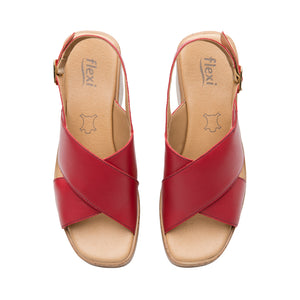139201 ROJO FLEXI CALZADO DAMA SANDALIA CUÑA