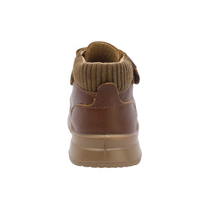 Botas de piel para niño preescolar color café con agujeta y tira de contacto 162603