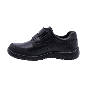 Zapato escolar shieldtech de piel para niño color negro con doble tira de contacto 163912