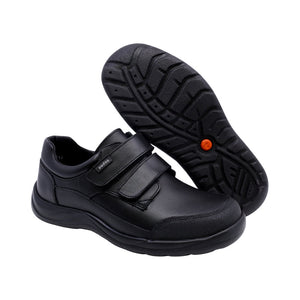 Zapato escolar shieldtech de piel para niño color negro con doble tira de contacto 163912