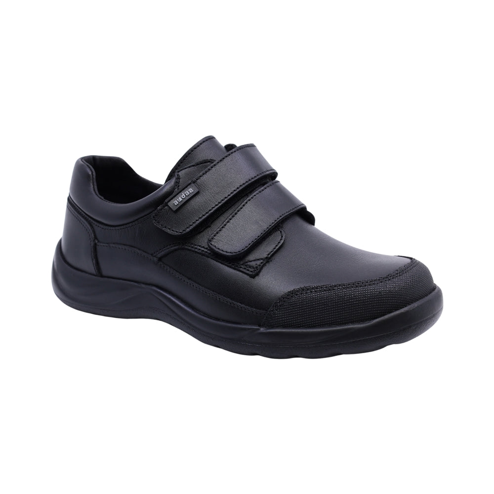 Zapato escolar shieldtech de piel para niño color negro con doble tira de contacto 163912