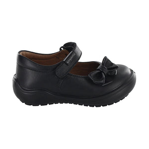 Zapato Escolar fusionstep de piel para niña preescolar color negro con moño lateral 170301