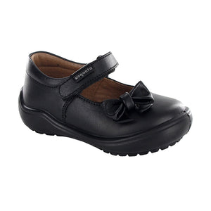 Zapato Escolar fusionstep de piel para niña preescolar color negro con moño lateral 170301