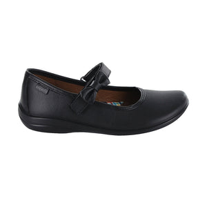 Zapato Escolar fusionstep de piel para niña color negro con moño decorativo 170805