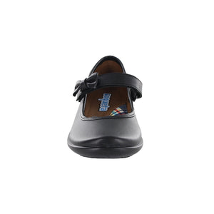 Zapato Escolar fusionstep de piel para niña color negro con moño decorativo 170805