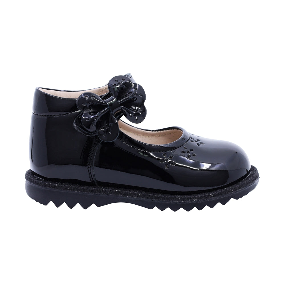 Zapato de charol para niña preescolar color negro con moño decorativo 181510