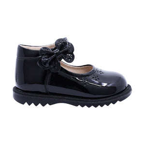 Zapato de charol para niña preescolar color negro con moño decorativo 181510