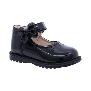 Zapato de charol para niña preescolar color negro con moño decorativo 181510