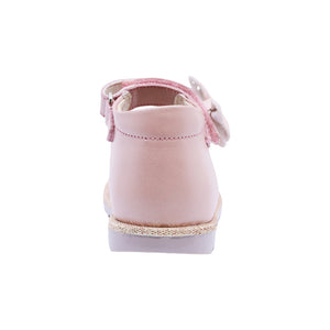 Zapato de piel para niña preescolar color rosa con moño decorativo 181510