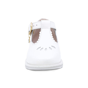 Zapato de piel para niña preescolar color perla con hebilla y dije lateral 181512