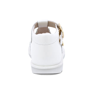Zapato de piel para niña preescolar color perla con hebilla y dije lateral 181512