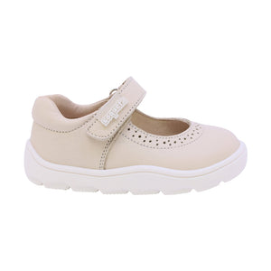 Balerinas de piel para niña preescolar color beige con tira de contacto 186701